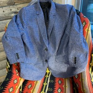 Talbots Blue and White Houndstooth Blazer
